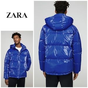 zara vinyl puffer